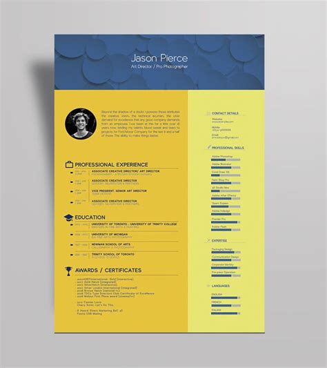 Free Beautiful Resume (CV) Template for Graphic Designer / Art Director | Templates free design ...