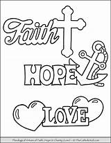 Theological Virtues Of Faith Hope & Love Coloring Page  sketch template
