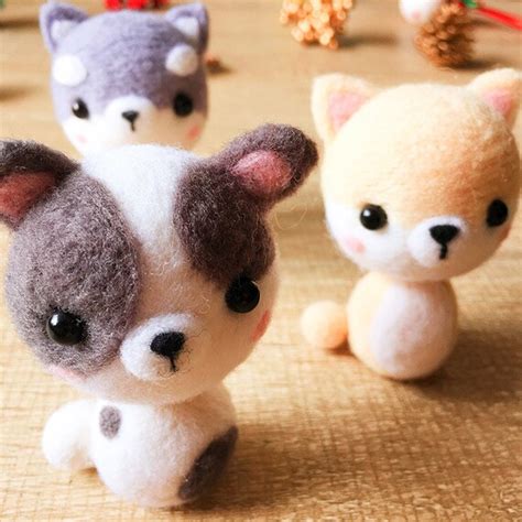 Needle felted felting kit project Animals dog cute for