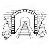Train Passed Tunnel Coloring Page Kids Thingkid Sketch Coloring sketch template