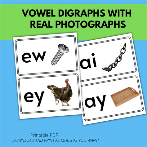 Vowel Digraph Cards, Vowel Digraph Flash Cards, Phonics Cards - Classful