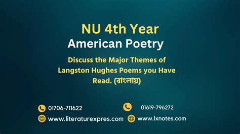 Discuss the Major Themes of Langston Hughes Poems you Have Read ...