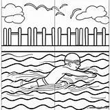 Swimmer Coloring Page In The Pool Download Or Print For Free sketch template