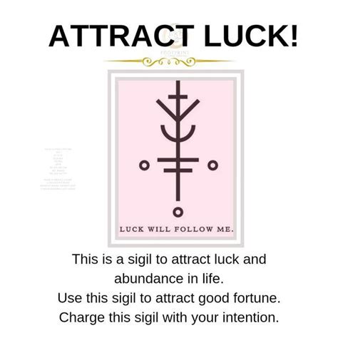 a poster with the words, attract luck and an image of a cross on it