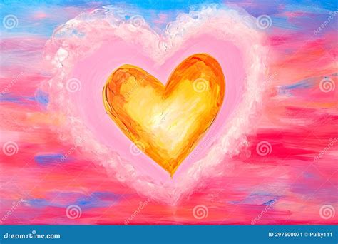 Watercolor Background with Pink Hearts and Rose Stock Illustration ...