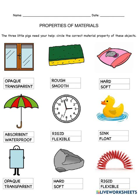 Properties of Materials online pdf worksheet | Live Worksheets - Worksheets Library