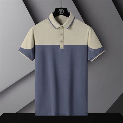 Summer Men Polo Shirts Solid Color Zipper Short Sleeve Polo Shirt Turn ...