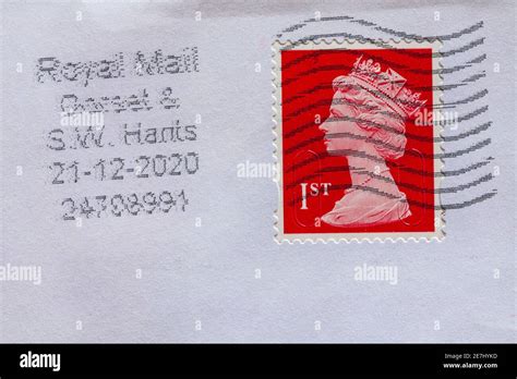 1st class postage stamp on envelope with Royal Mail Dorset & S.W. Hants ...