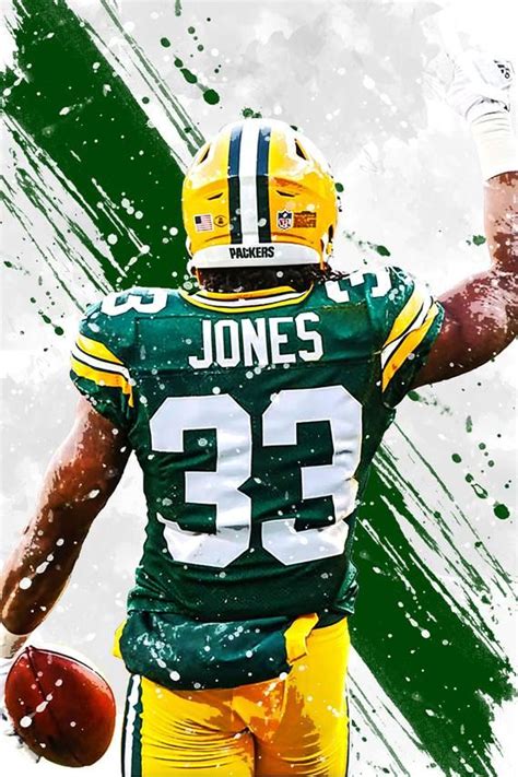 Aaron Jones Green Bay Packers Poster Print, Sports Art, Football Print, Kids Room Decor… | Green ...