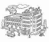 Hospital Building Coloring Page sketch template