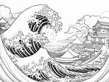 Tsunami Wave Coloring  Page sketch template