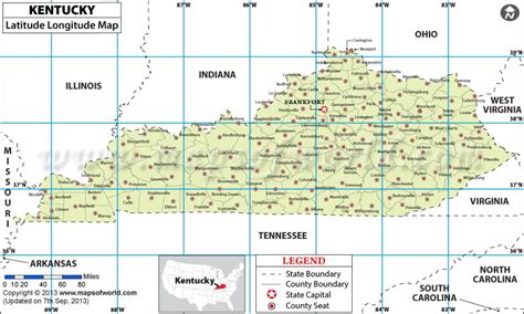 Kentucky Latitude and Longitude Map