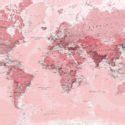 Pink World Map Wallpaper Mural | Hovia UK