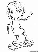 Little Boy On Skateboard Coloring Page  Free Printable Pages sketch template