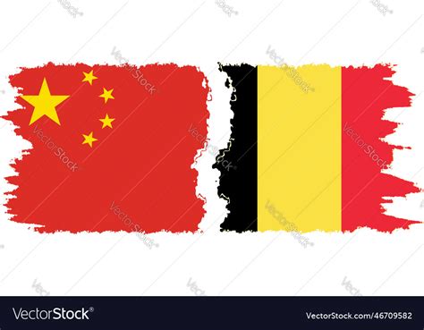 Belgium and china grunge flags connection Vector Image