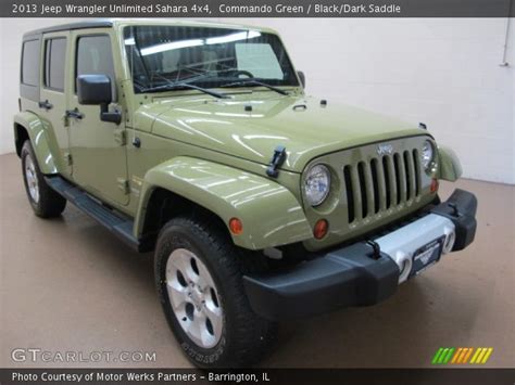 Commando Green - 2013 Jeep Wrangler Unlimited Sahara 4x4 - Black/Dark Saddle Interior | GTCarLot ...