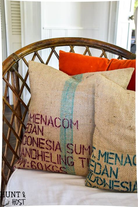 DIY Coffee Bean Sack Pillow Covers - Salvaged Living