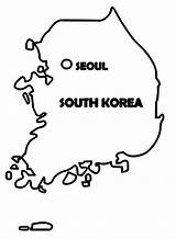 Coloring Korea Map Pages Peninsula Korean Located Southern Part Asia  sketch template