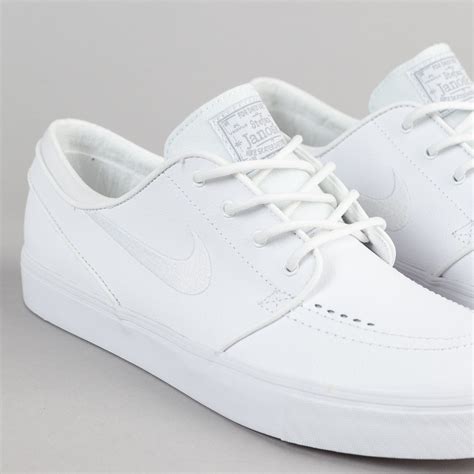 Nike SB Stefan Janoski Leather Shoes - White / White - Wolf Grey | Flatspot