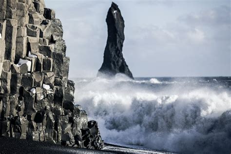 Reynisfjara is the most famous black sand beach in Iceland