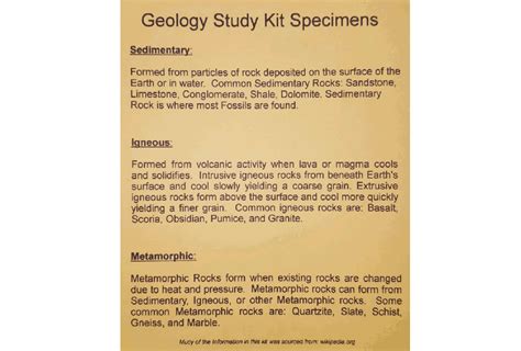 Geology Study Kit - Sedimentary, Igneous, Metamorphic Rocks