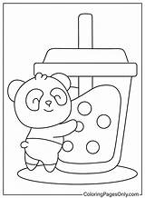 Cute Panda Holding Boba Milk Tea Drink  Free Printable Coloring Pages sketch template