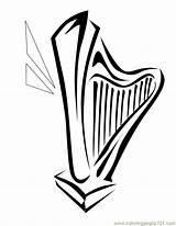 Harp Coloring Pages  Nation sketch template