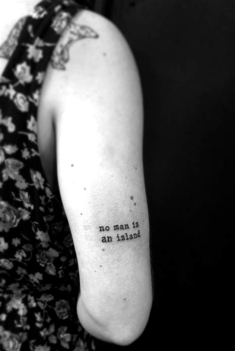 No man is an island - quote tattoo - small tattoo idea Small Sister Tattoos, Small Couple ...