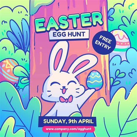 Premium Vector | Easter egg hunt template event colorful