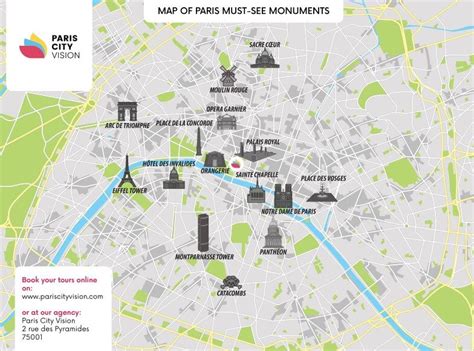 Map of Paris Monuments: downloadable map - PARISCityVISION