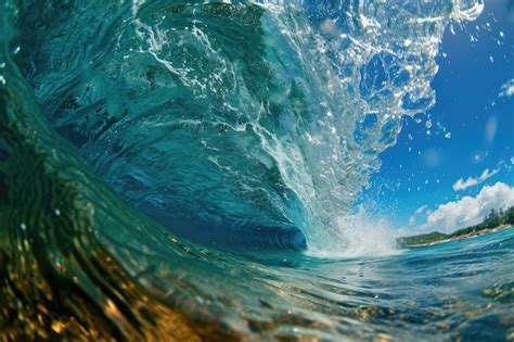 Premium AI Image | Inside View of an Ocean Wave Crashing An interesting perspective of ...