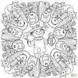 Halloween Mandala With Scarecrow Jack O Lantern And Black Cats  sketch template