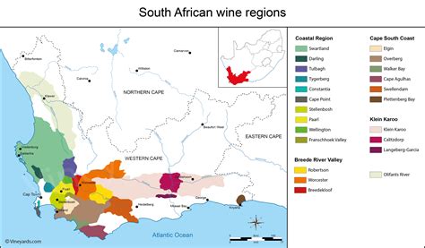 South Africa Map of Vineyards Wine Regions