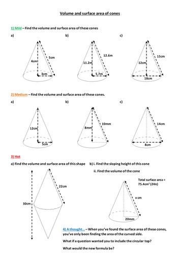 How To Find Surface Area Of A Cone Worksheet