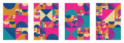 Abstract Poster Set with Geometric Shapes. Squares Triangles and ...