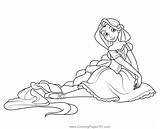 Princess Rapunzel On Floor Coloring Page For Kids  Free sketch template