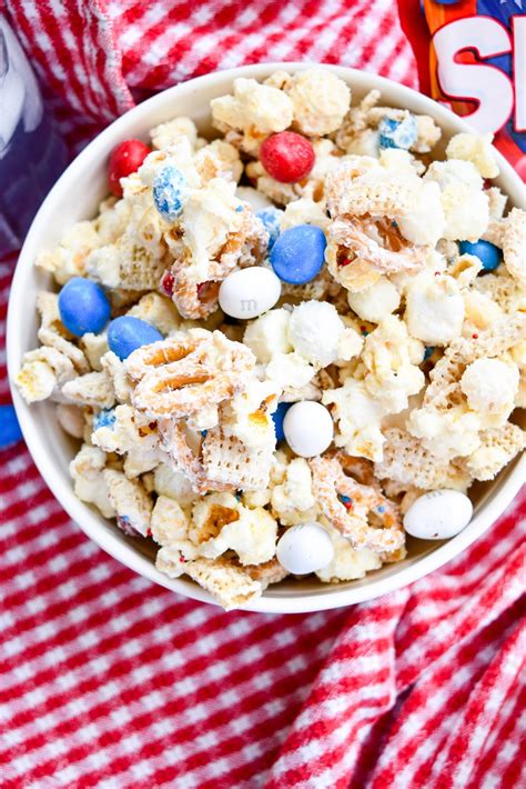 Red, White, and Blue Popcorn Mix - Something Swanky