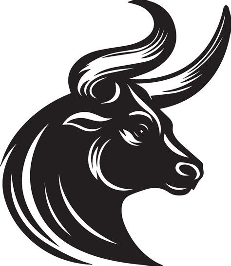 Bull Aggressive Bull Head With Long Curved Horn Vector 35395669 Vector Art at Vecteezy