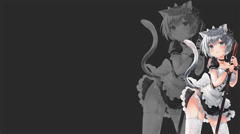 Wallpaper : anime girls, cat girl, cat ears, cat tail, dark background ...