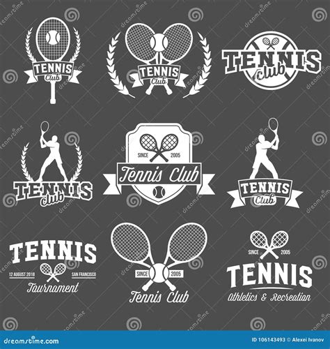 Tennis Sports Logo, Label, Emblem, Design Elements Stock Vector ...