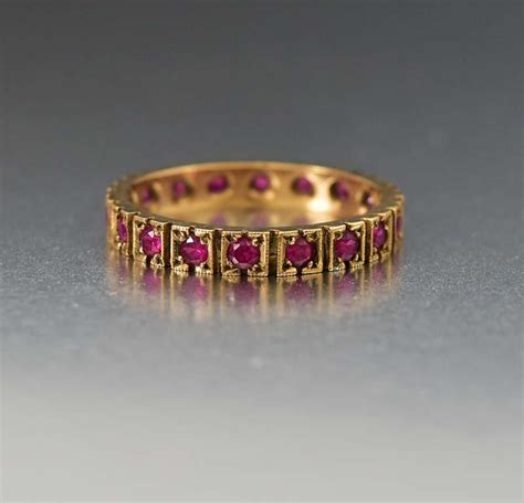 Antique Ruby Eternity Wedding Band Ring C 1910s Boylerpf