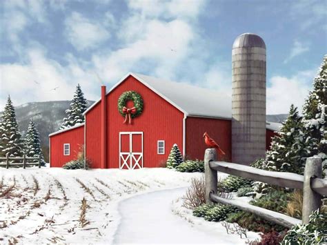 Snowy Red Barn Desktop Wallpaper - WallpaperSafari