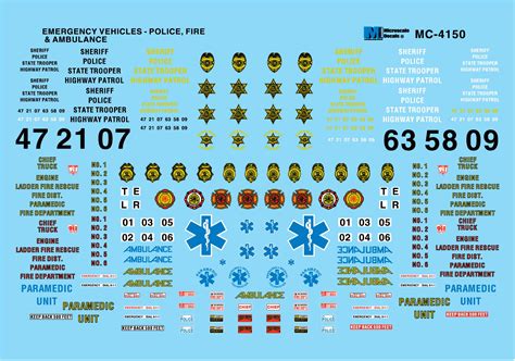 Microscale Decals: HO Scale - Emergency Vehicles - Ambulance, Fire ...