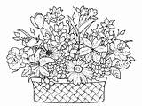 Flower Basket Coloring Page  Home sketch template