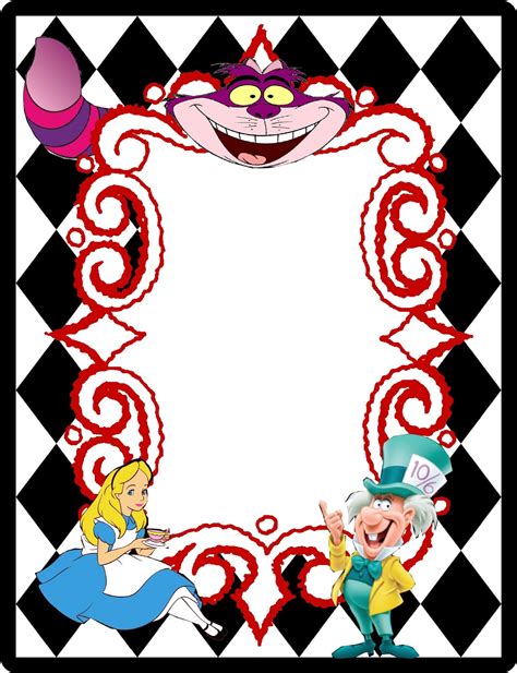 HollysHome Family Life: Alice in Wonderland, Mad Hatter Party, Free Border for invitaions