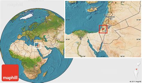 Satellite Location Map of Jerusalem