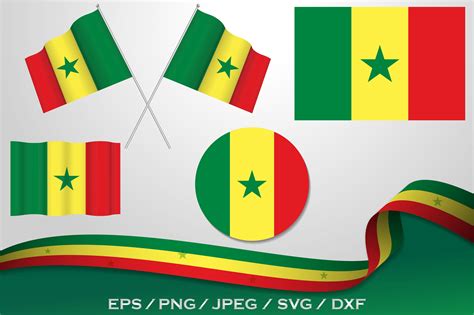 Set of Senegal Flag in Different Designs Graphic by terrabismail ...