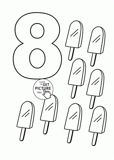 Number 8 coloring pages for kids, counting sheets printables free - Wuppsy.com | Abc coloring ...