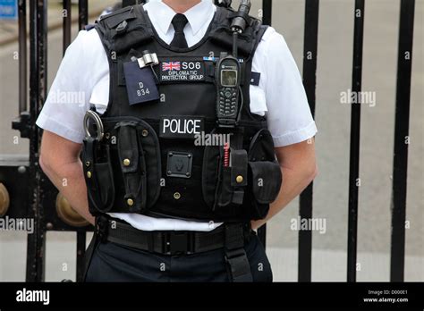 England, London, Policeman, Detail of Police stab proof vest with Stock Photo, Royalty Free ...