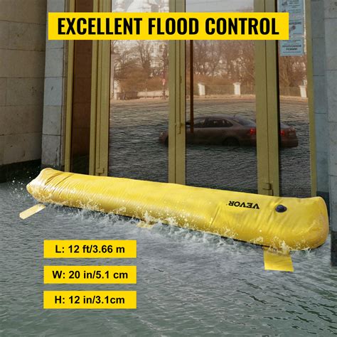 VEVOR Flood Barrier, 12 ft Length x 12 in Height Sandbag Alternative ...